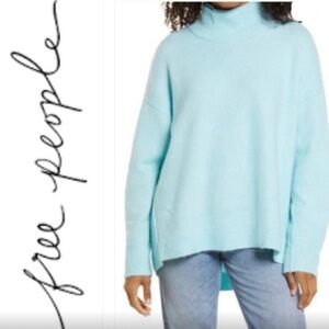 Free People Afterglow Mock Neck Oversized Sweater Sky Size L